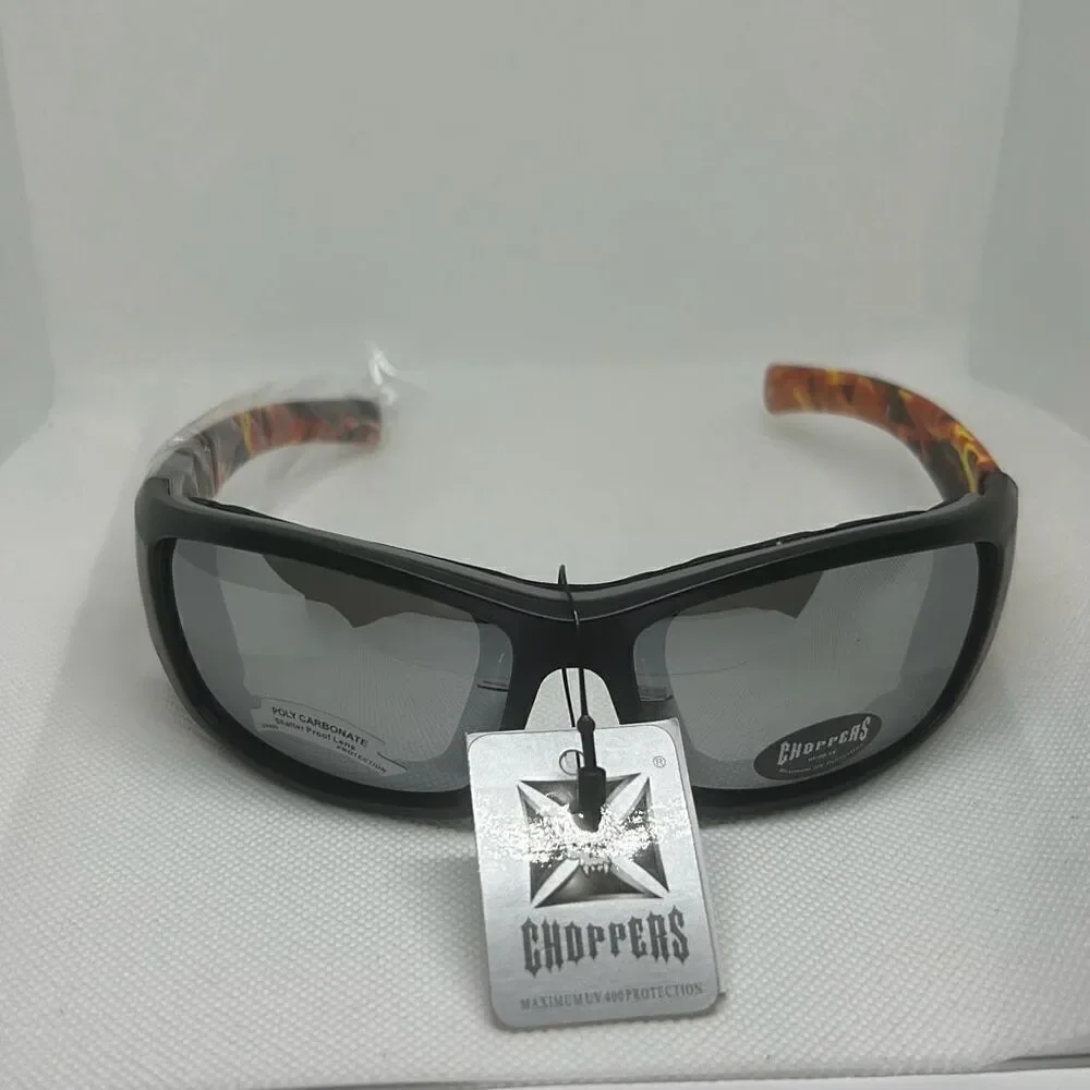 Choppers Padded Flame Mirrored Lens Sunglasses